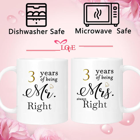 3 Year Anniversary Coffee Mugs Set